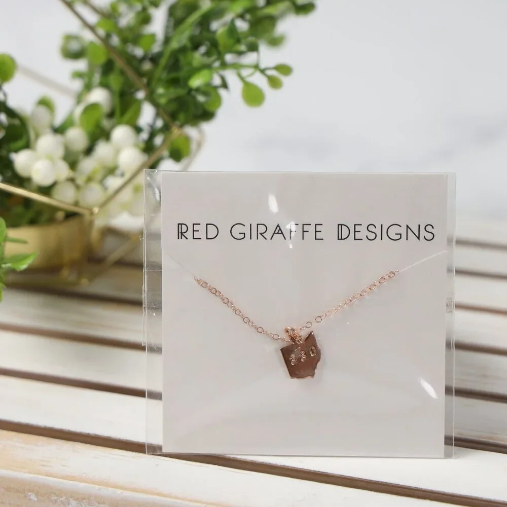 Red Giraffe Designs Rose Gold Ohio 330 Necklace - NWT